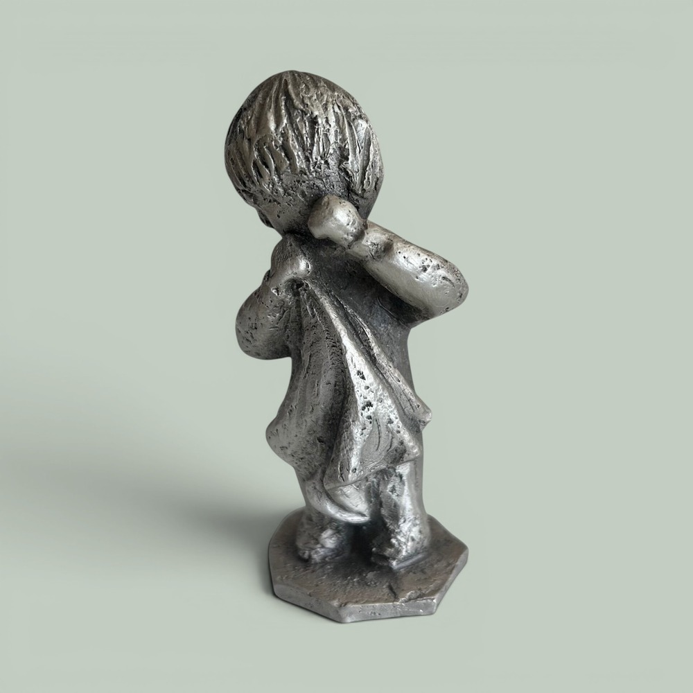 Hudson Pewter Night Night Boy Figurine Walli Ortman Made In USA Metallic 062
